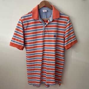 Brooks Brothers Orange and Blue Striped Polo Shirt